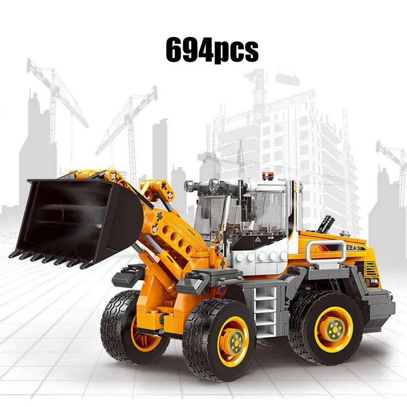 City technical MOC WheelLoader Car Heavy Mining Truck Crane Building Blocks DIY Engineering Excavator Bricks Toy For Children