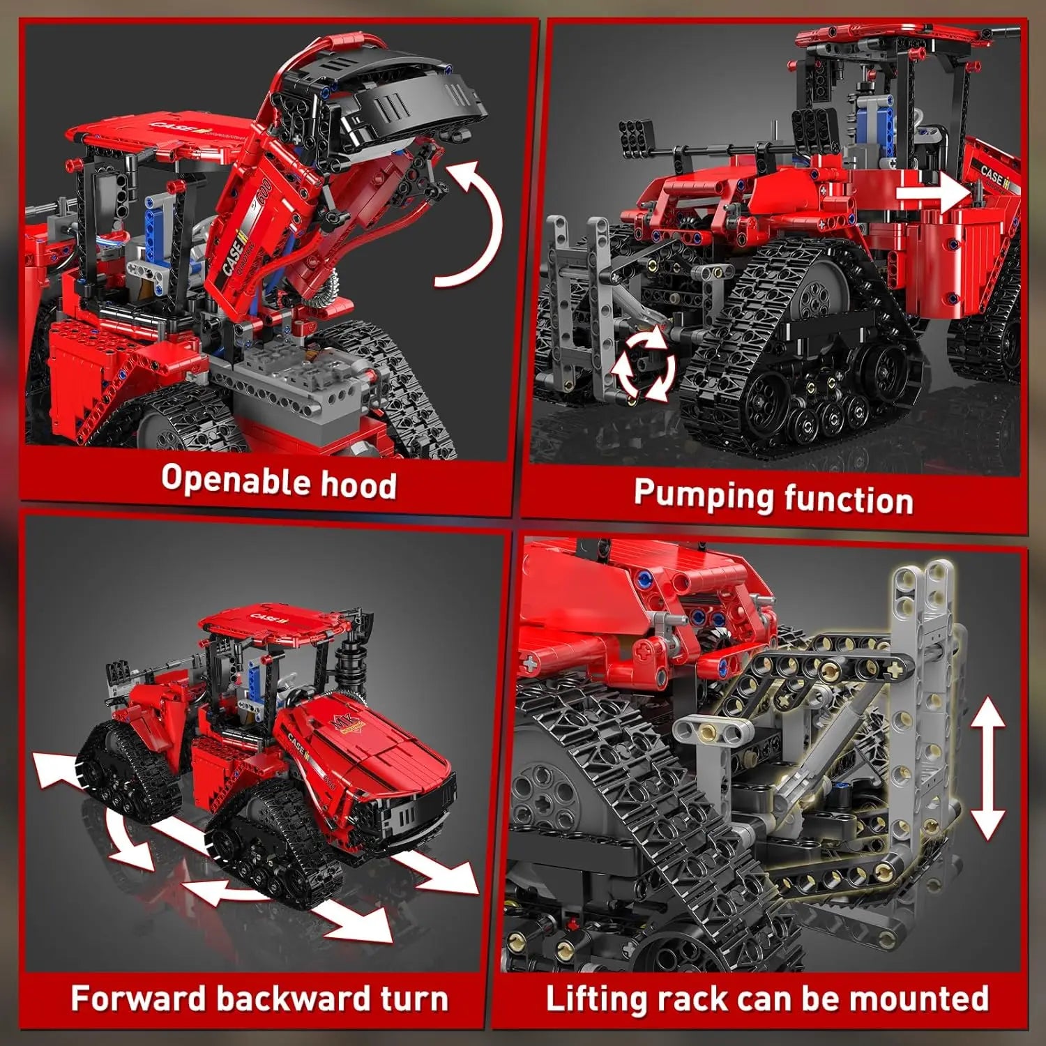 MOULD KING 18020 Technical Crawler Tractor Model Remote Control All Terrain Plowing Truck Building Blocks Toys for Children