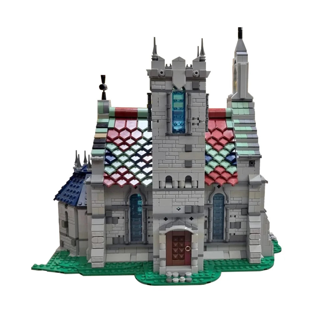 MOC The Old Church Building Blocks Model Medieval Ancient Old Church House Architecture Bricks Assembly Toys Kids Birthday Gifts