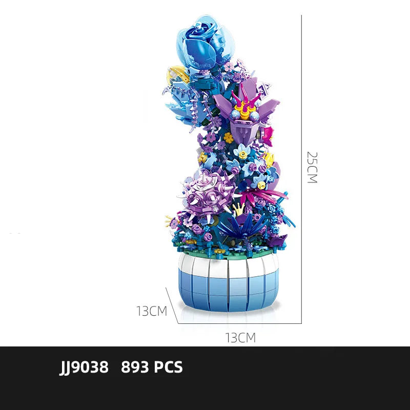 Idea Botanical Garden Building Block Rose Toy Pandora Flower Potted Plant Construction Brick Collection With Light For Girl
