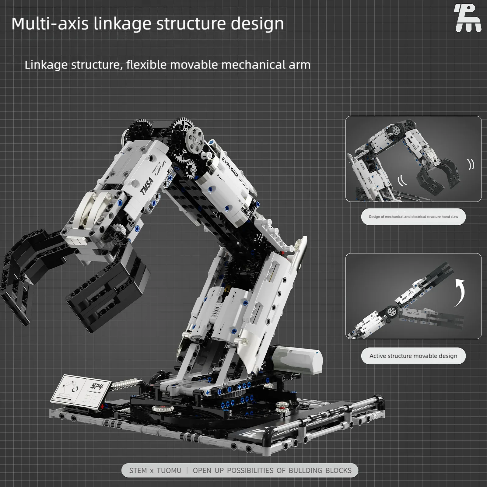 Original Multi-Axis Robotic Arm Building Blocks, Programmable via Smartphone, Remote Control, for Interactive STEM Learning