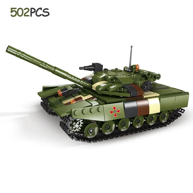 New Military Series Armored Vehicle Transport Truck  Building Blocks Leopard Tank Set T64 Tank MOC Bricks Educational Toys
