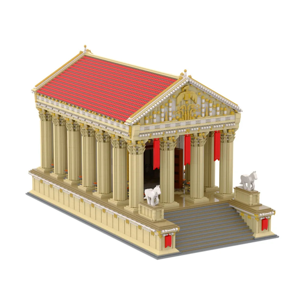 Gobricks MOC Ancient Roman Temple Bricks Model Medieval Ancient Roman Temple Architecture Building Blocks Assembly Toys Kid Gift