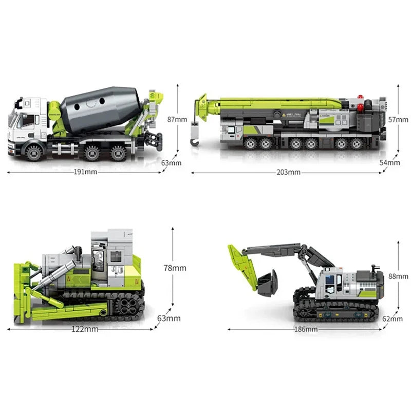 City Engineering Trucks Building Blocks Crane Bulldozer Excavator Childrens Car Construction MOC Bricks Sets Toys For Kids Gifts