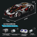1:10 Three Thousand Years Rambo 10038 Electroplated Silver Supercar Building Blocks | Adult Assembled Racing Model Kit - CADA BRICKS®