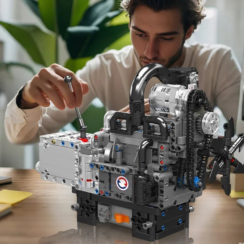 Mould King MOC Technical Car Engine Toys The Motorized Rotary Piston Engine Building Block Brick Set Kids Christmas Gift 10212