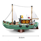 Fishing Boat Trawler Great White Shark Boat Building Blocks Pirate Ship Model Bricks Set With Mini Figures Kids DIY Toys Gifts