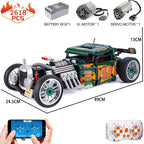 Technical Classic Control Vintage Car Building Blocks APP Control Cyberpunk Vehicle Bricks Model Toys For Kids Birthday Gift MOC