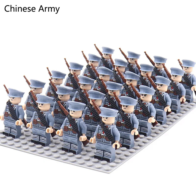 24pcs WW2 Military Army Soldier Soviet US UK German France Building Blocks Set Model Bricks Action Figures Weapon Toys Kids Gift - CADA BRICKS®