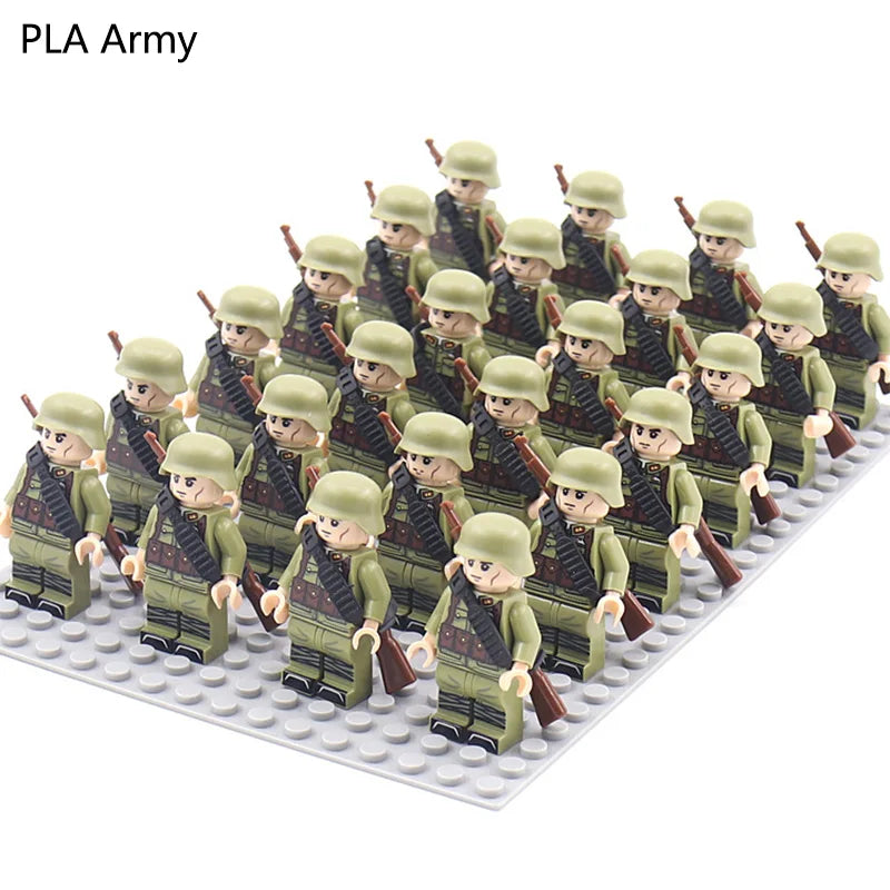 24pcs WW2 Military Army Soldier Soviet US UK German France Building Blocks Set Model Bricks Action Figures Weapon Toys Kids Gift - CADA BRICKS®