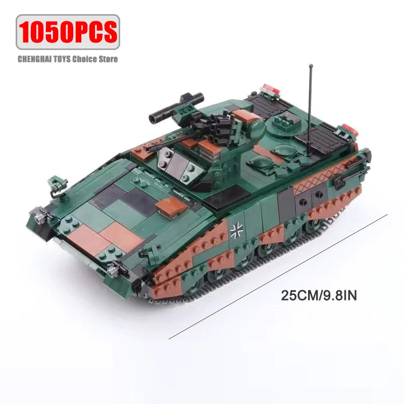 Military ww2 Cannon Assault Armored Vehicle Battle Tank Car Truck Army Weapon Building Blocks Sets Model Boys Toys for Kids Gift