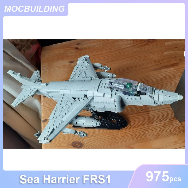 Sea Harrier FRS1 Model MOC Building Blocks Military Jet DIY Assemble Bricks Aircraft Creative Collection Xmas Toys Gifts 975PCS