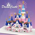 Difficult micro-particle building blocks large pink fantasy castle princess girl castle assembling educational toys