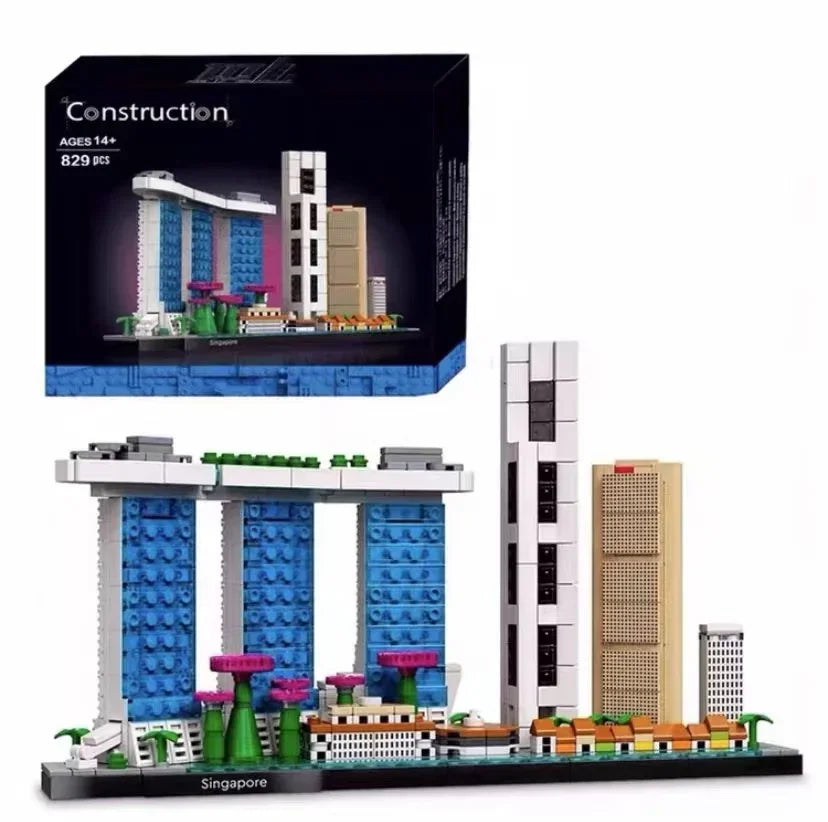 Architecture Paris Dubai London Sydney Chicago Shanghai Building Blocks Kit Bricks Classic City Model Kid Toys For Children Gift