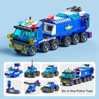 Mini Size 6 In 1 Building Blocks Diy Police Car Fire Truck Castle Model Bricks Kids Educational Toys Gifts