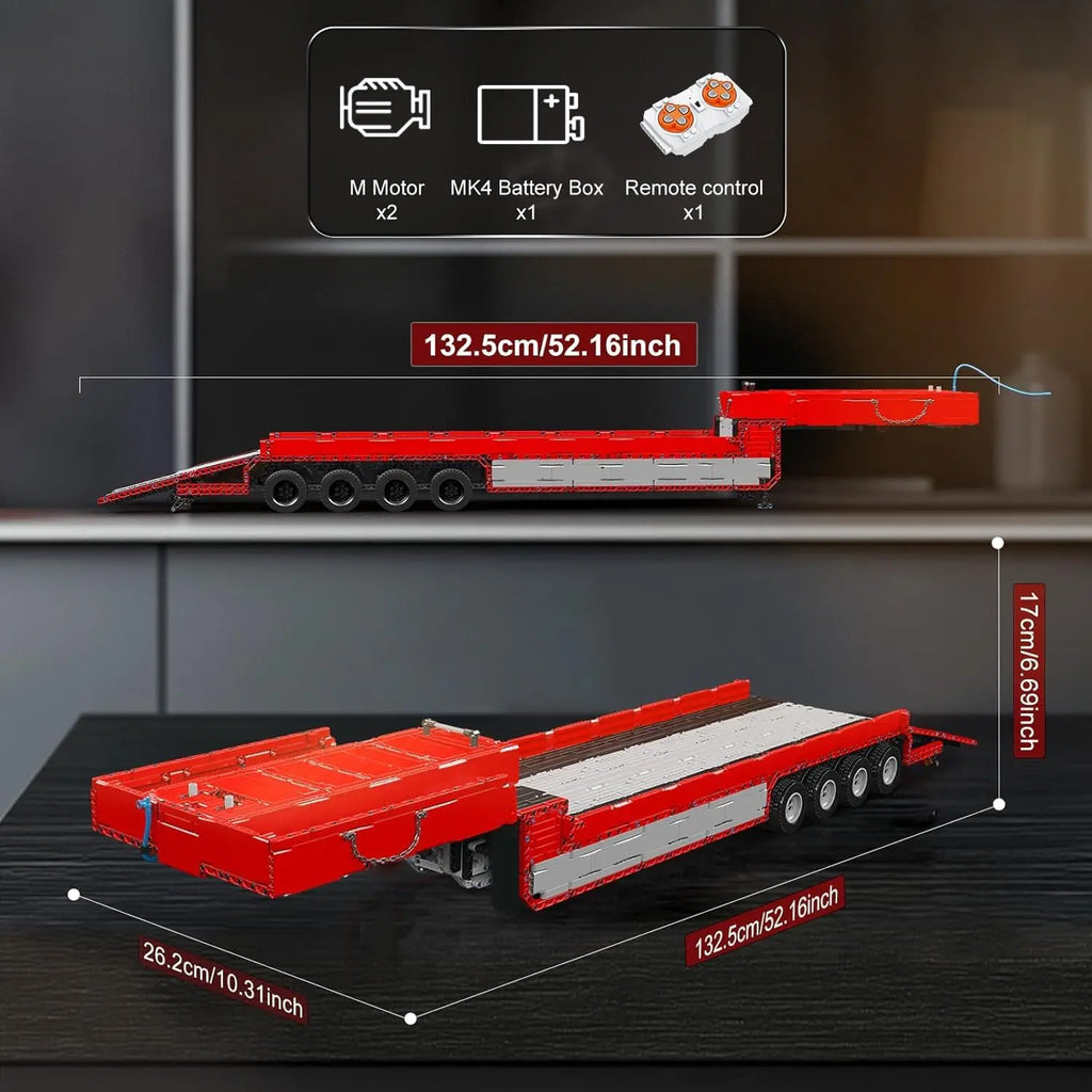 MOULD KING 19015T MOC Trailer Building Blocks for Tractor Truck Model DIY Assembled Bricks Creative Educational Collection Toys