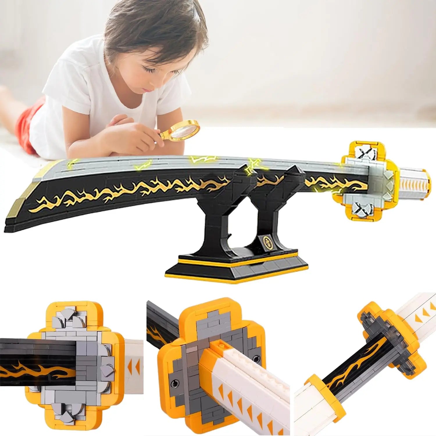 956pcs 39inch for Demon Slayer Sword Building Block Model MOC Samurai Sword Toys Set With Scabbard and Stand Gift for Anime Fans - CADA BRICKS®