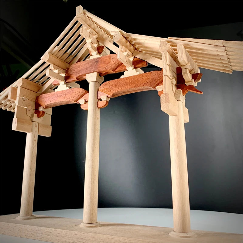 Song style hall grass frame Chinese ancient architecture bucket arch full tenon and mortise building block solid wood structure
