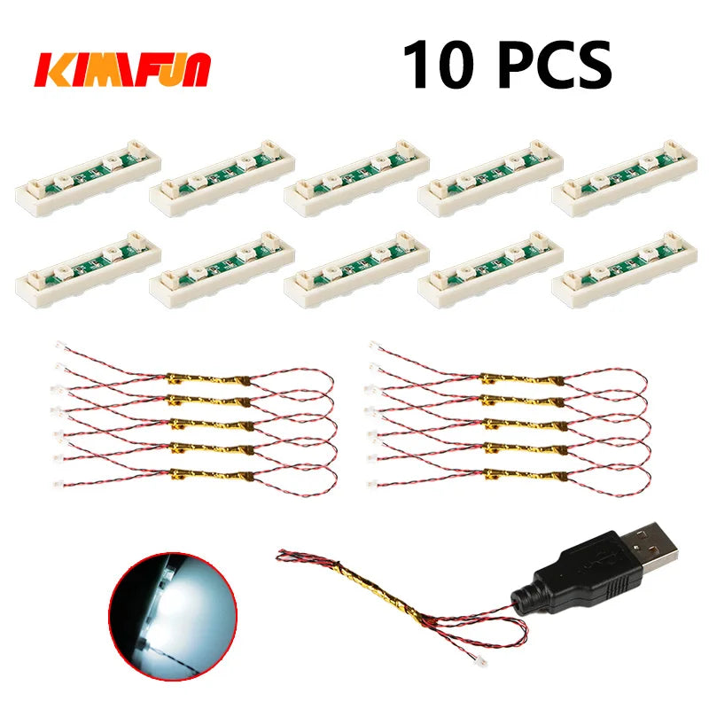 10PCS 0.8mm Pin RGB LED Building Blocks USB Lamp DIY Street Light City Electric Decorate 1X1 Brick Toy Compatible All Brands - CADA BRICKS®