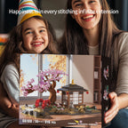 MOC Cherry Blossom Zen Garden Building Blocks Japan Architecture Sakura Tree House Street View Construction Bricks Toys Kid Gift
