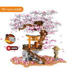 Japan Sakura Street View Building Block Japanese Cherry Scenery Senbon Torii Model City Streetscape Brick Toys With Led Light - CADA BRICKS®