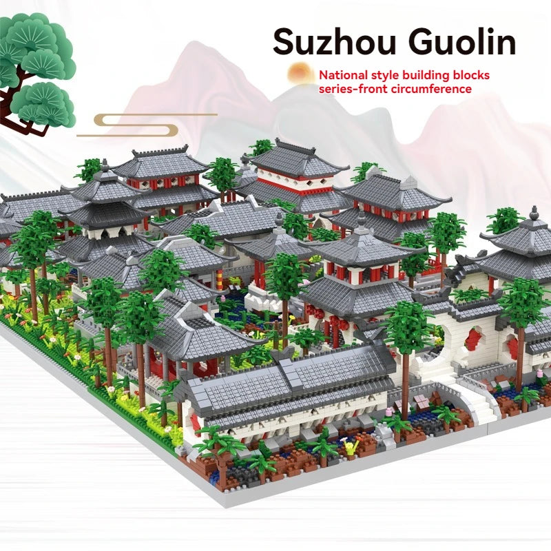 Mini Chinese Famous Architecture Micro Diamond Block China Classic Suzhou Garden 3in1 Building Brick Toy Model For Gift