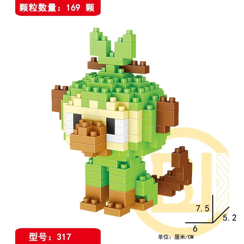 DIY Pokemon Blocks Small Cartoon Mini Building Block Pikachu Charizard Eevee Mewtwo Anime Assemble Action Model Dolls Toys