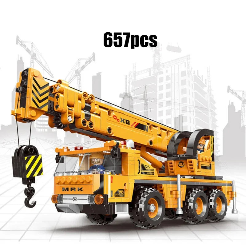 City technical MOC WheelLoader Car Heavy Mining Truck Crane Building Blocks DIY Engineering Excavator Bricks Toy For Children