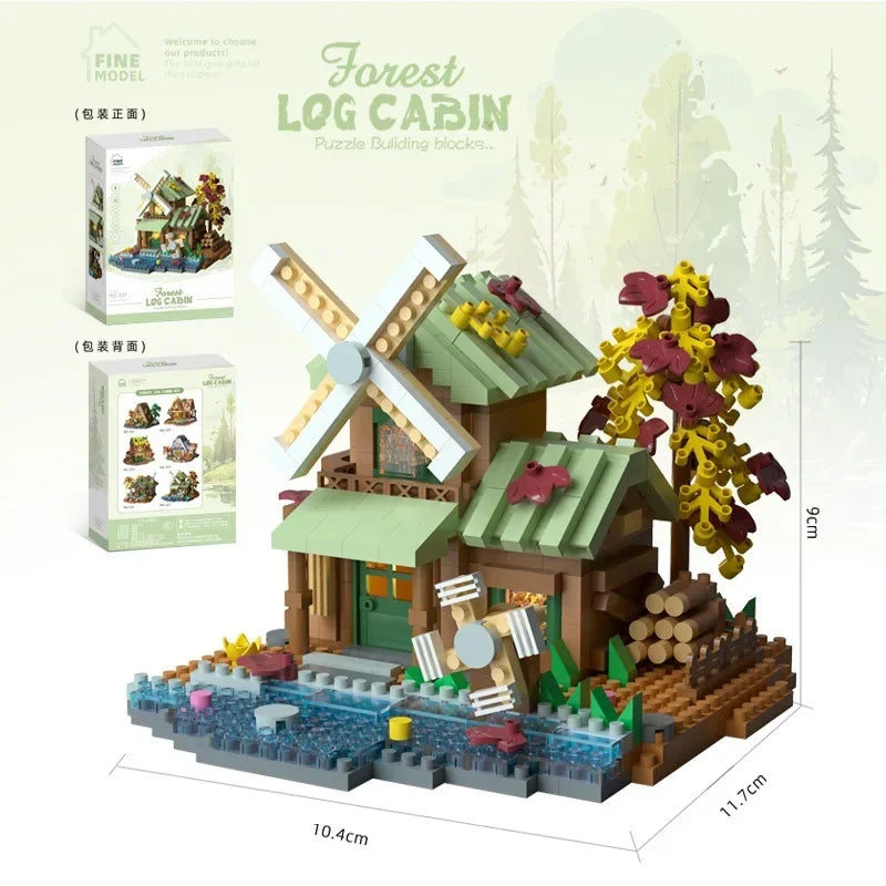 Forest House Building Blocks 3D Cherry Blossom Tree House Architecture Bricks Model Log Cabin Toys For Kids Santa Gift MZ322