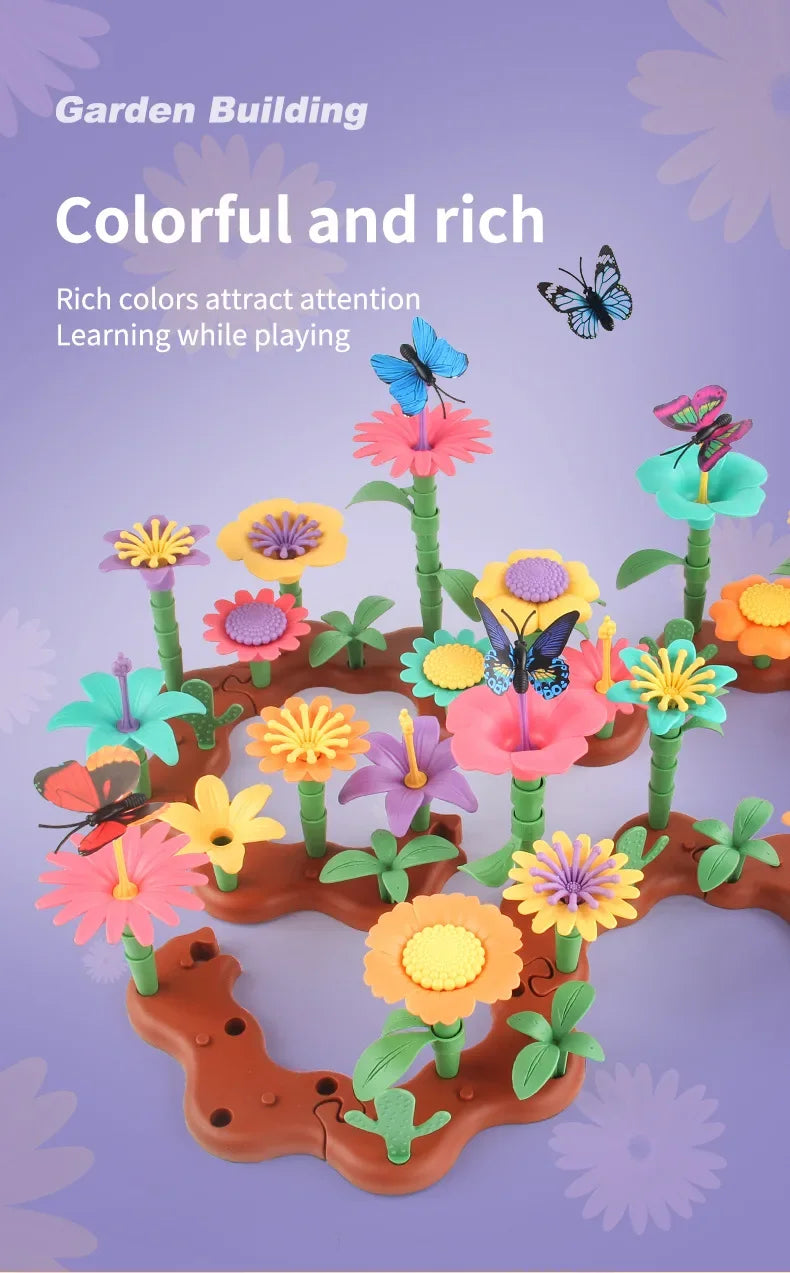 Building Blocks Flower Bouquet Girls Diy Garden Constructor Brick Playset Plant Growing Floral Assembly Educational Stacking Toy