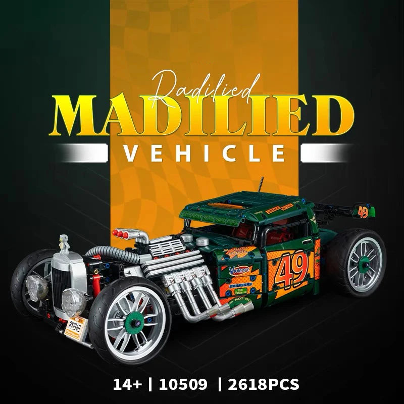 Technical Classic Control Vintage Car Building Blocks APP Control Cyberpunk Vehicle Bricks Model Toys For Kids Birthday Gift MOC