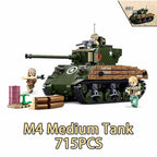 Military ww2 Cannon Assault Armored Vehicle Battle Tank Car Truck Army Weapon Building Blocks Sets Model King Kids Toys Gift