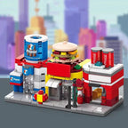 City Mini Shop Supermarket Street View Model Building Blocks Hamburger Restaurant Retail Store Bricks Architecture Friend Girl - CADA BRICKS®