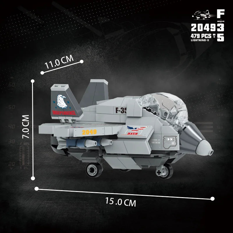 KNEW BUILT Fighter Jet Mini Building Block Toy Set for Kids Boy Adult Beginner Military Plane Airplane Pirate Transporter Brick