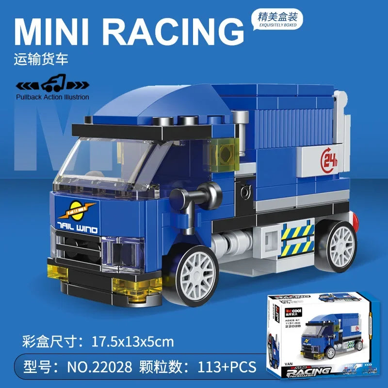 DIY Racing Car Bus Engineering Vehicle Ambulance Pull Back Model Building Blocks Brick Toys Children Boys Compatible With Lego