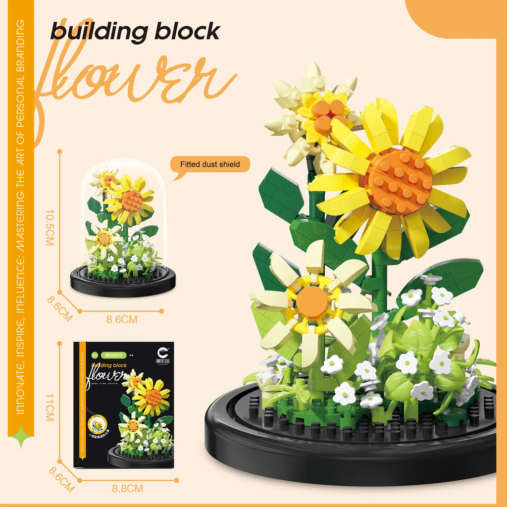 Diy Micro Flower Building Blocks Mini Bricks Particles Eternal Life Flowers Home Decoration Assembling Puzzle Toy Christmas Gift - CADA BRICKS®