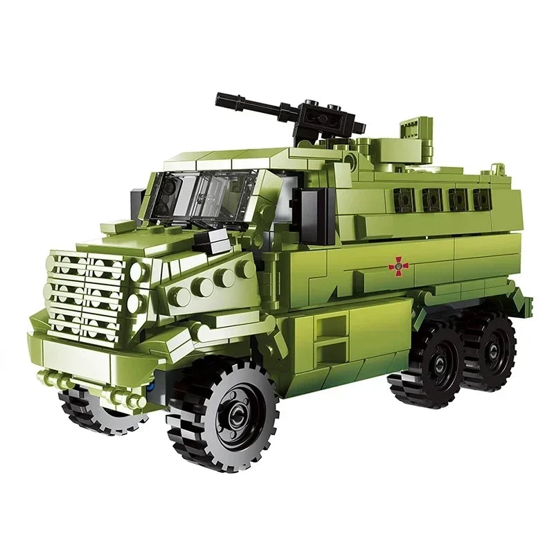 New Military Series Armored Vehicle Transport Truck  Building Blocks Leopard Tank Set T64 Tank MOC Bricks Educational Toys