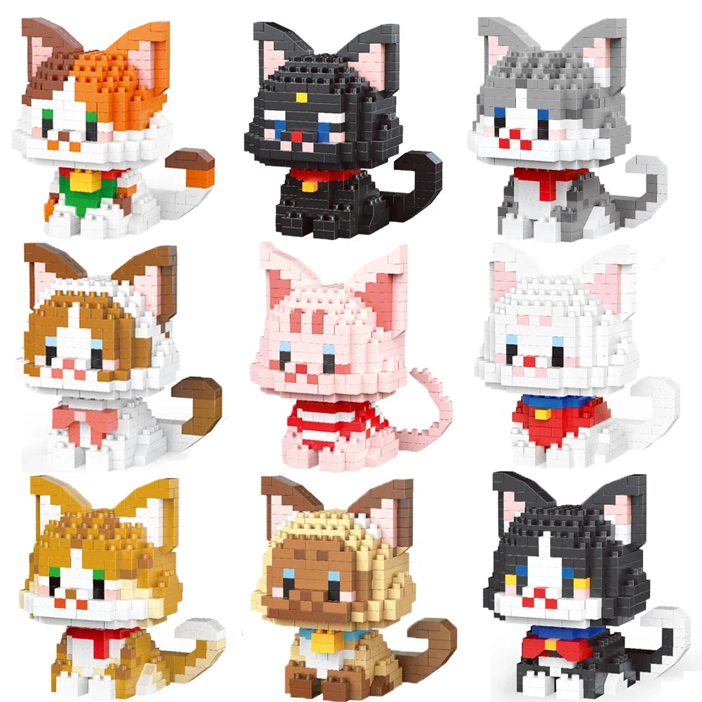 Dual Form Cat Shape Pet Series Model Micro Mini Building Blocks Toys Pocket-Sized Cuteness Pet Cat Display Decor Good For Girls - CADA BRICKS®