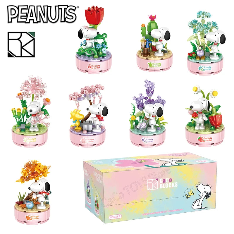Genuine Snoopy Building Blocks Multi-faceted Life Puzzle Box Cartoon Plastic Building Blocks Trendy Scene Coffee Shop Toys Gift