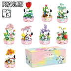 Genuine Snoopy Building Blocks Multi-faceted Life Puzzle Box Cartoon Plastic Building Blocks Trendy Scene Coffee Shop Toys Gift