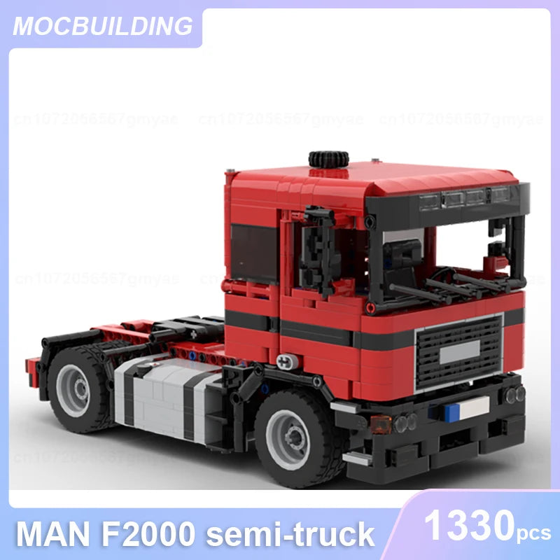 MAN F2000 V10 Semi-Truck Model MOC Building Blocks DIY Assemble Bricks Transportation Educational Creative Toys Gifts 1330PCS