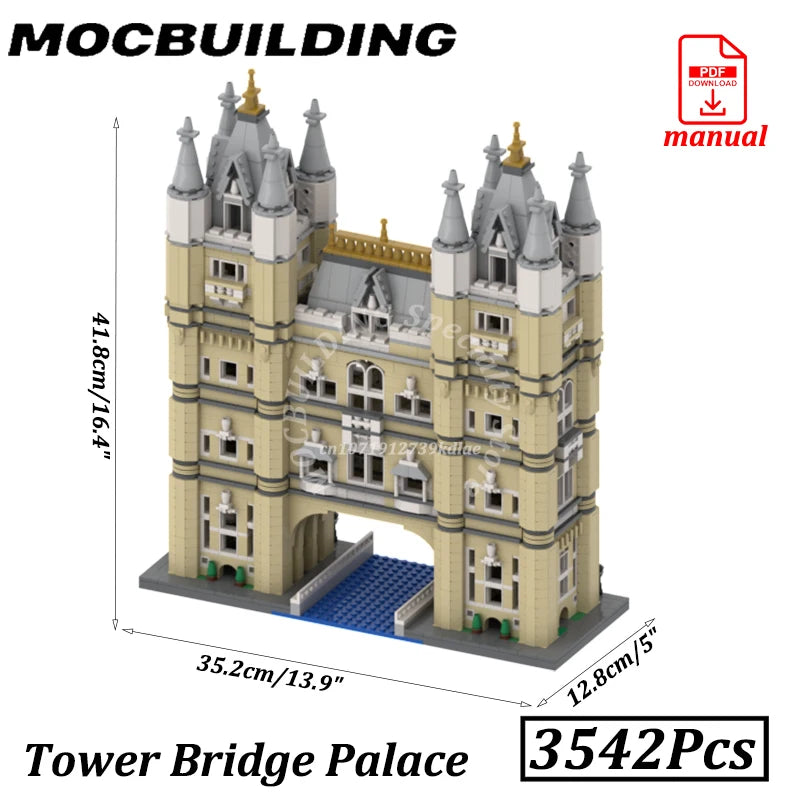 Tower Bridge Palace Modell Bygate Utsikt MOC Byggeklosser Murstein Display Konstruksjon Kreative Leker Gave