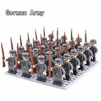 24pcs WW2 Military Army Soldier Soviet US UK German France Building Blocks Set Model Bricks Action Figures Weapon Toys Kids Gift - CADA BRICKS®