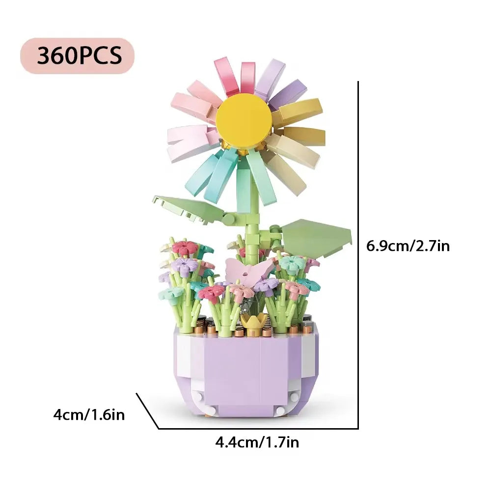DIY Potted Plants Model Flower Succulents Building Blocks Everlasting Flower Bonsai Tree Gardens Romantic Bricks Kids Kits Toys