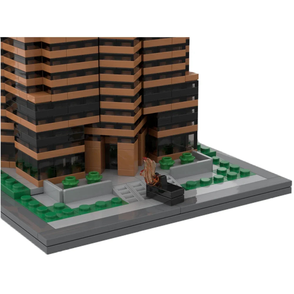 MOC Modern City Skyscraper Nakatomi Plaza Building Blocks Avenue of The Stars Model Kit for Adults Urban Architecture DIY Bricks