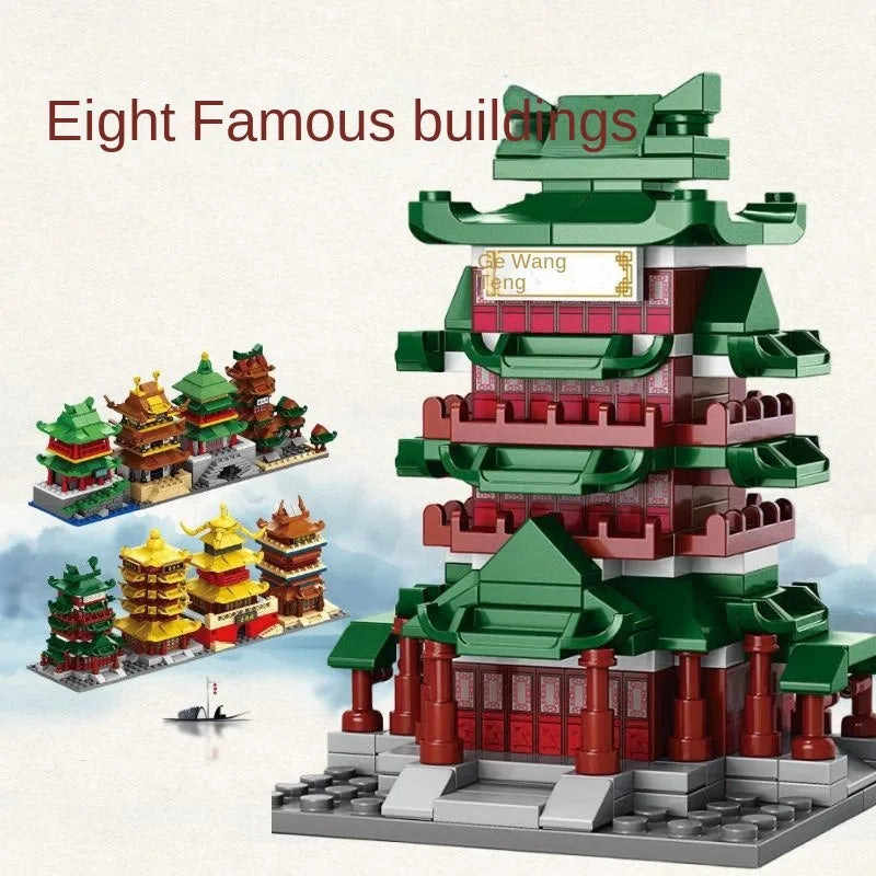 Eight Famous Buildings in Chinese Style, Yellow Crane Tower, Street View Assembly, Block Model Toys
