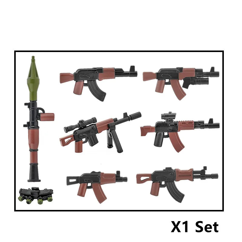 5/10 WW2 Soldier Weapons Building Block Two-color Printing Machine Rifle Submachine Sniper Guns Military Accessories Bricks C238 - CADA BRICKS®