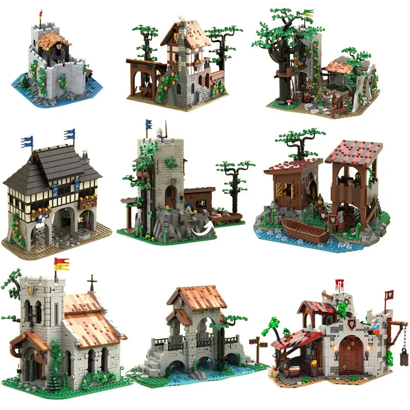 Spot MOC-134494 128617 137009 139581 etc. Medieval building houses Small particle assembly building blocks educational toy model