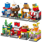 City Mini Shop Supermarket Street View Model Building Blocks Hamburger Restaurant Retail Store Bricks Architecture Friend Girl - CADA BRICKS®