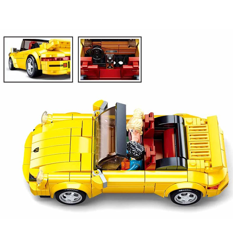 Sluban Retro Technical Lamborghinis Contash Porsche 930 Super Speed Sport Car Building Blocks Vehicle Bricks Toys Gifts For Kids
